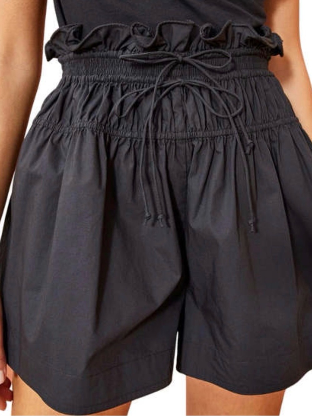 Ulla Johnson Black High-Waist Paperbag Shorts